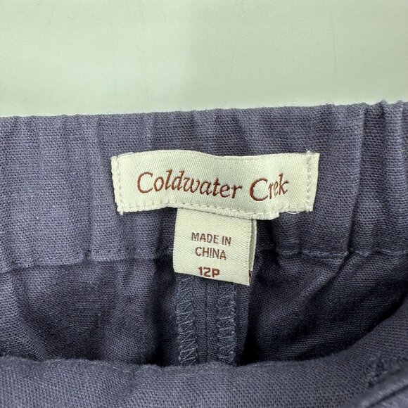 Coldwater Creek Women's Linen Blend Straight Leg Blue Purple Pants Size 12P - Picture 4 of 6